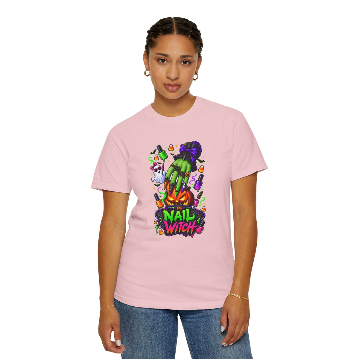 Nail Witch Halloween Tee – Adult Unisex Nail Tech & Beauty Salon Shirt