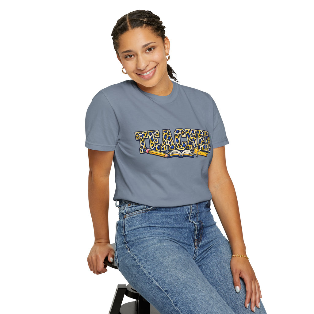 Leopard Print Teacher Comfort Colors® Heavyweight Tee 🍎✏️