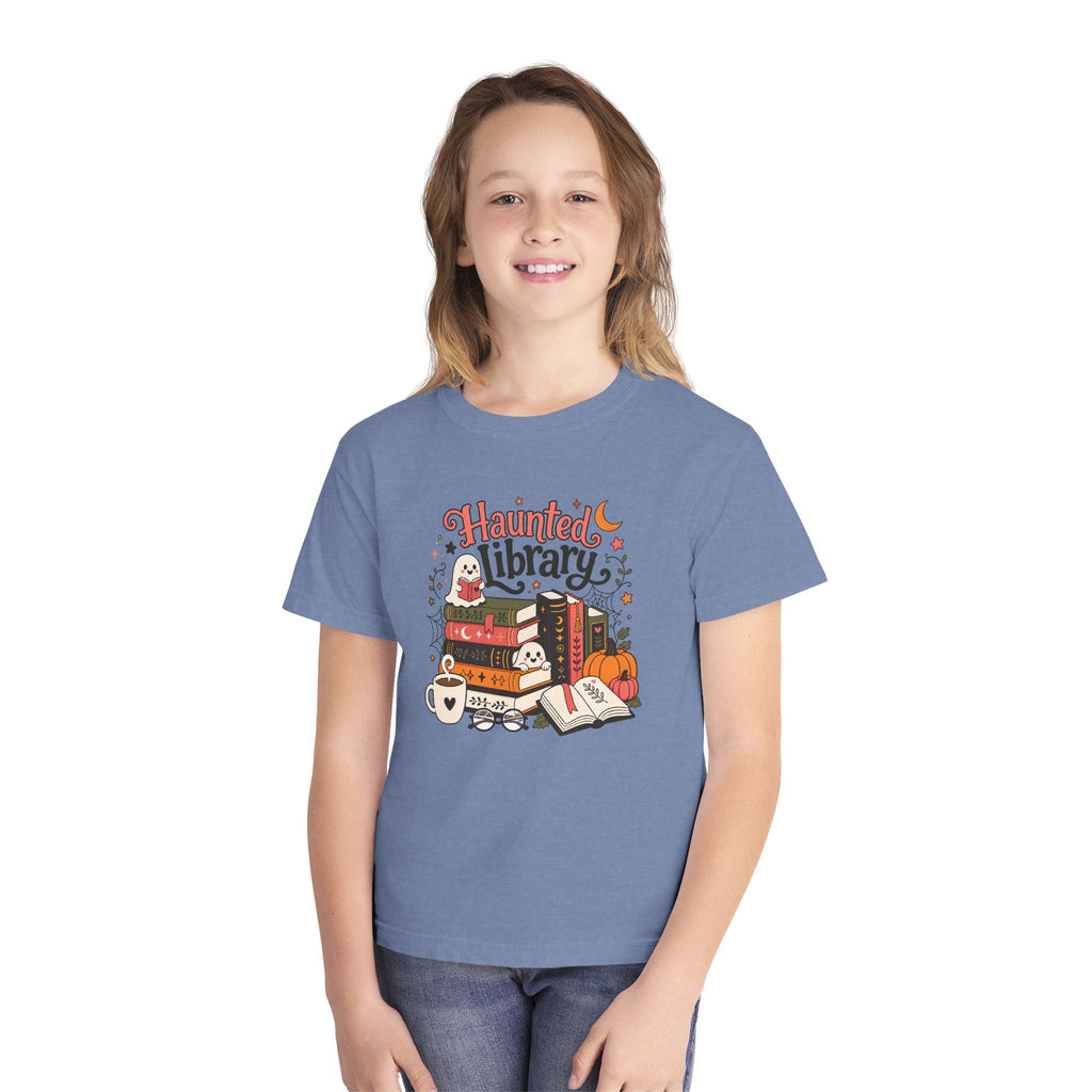 Haunted Library Youth Retro Tee 🎃📚