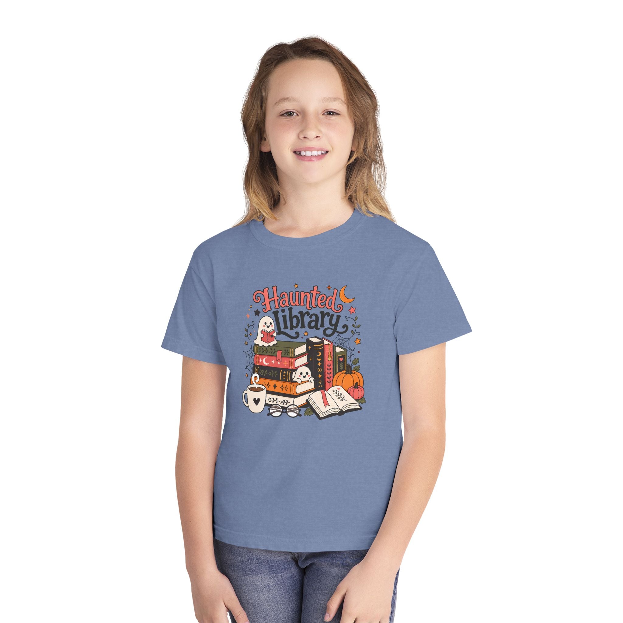 Haunted Library Youth Retro Tee 🎃📚
