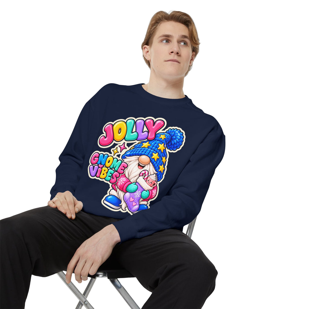 Jolly Gnome Vibes Christmas Sweatshirt