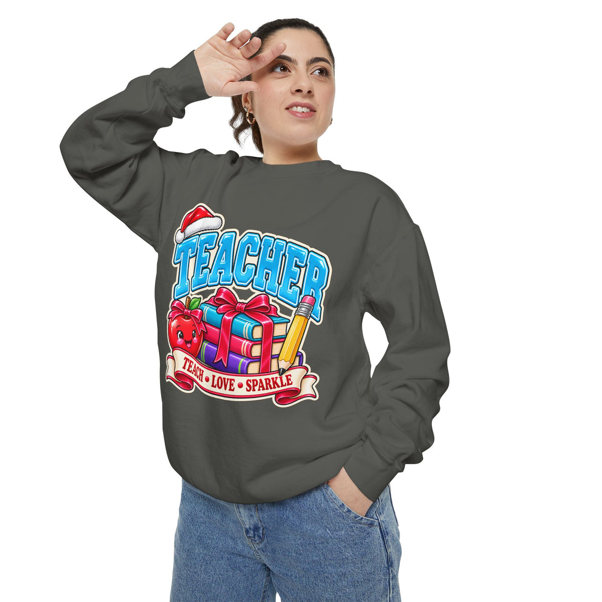 Teach • Love • Sparkle Christmas Teacher Sweatshirt