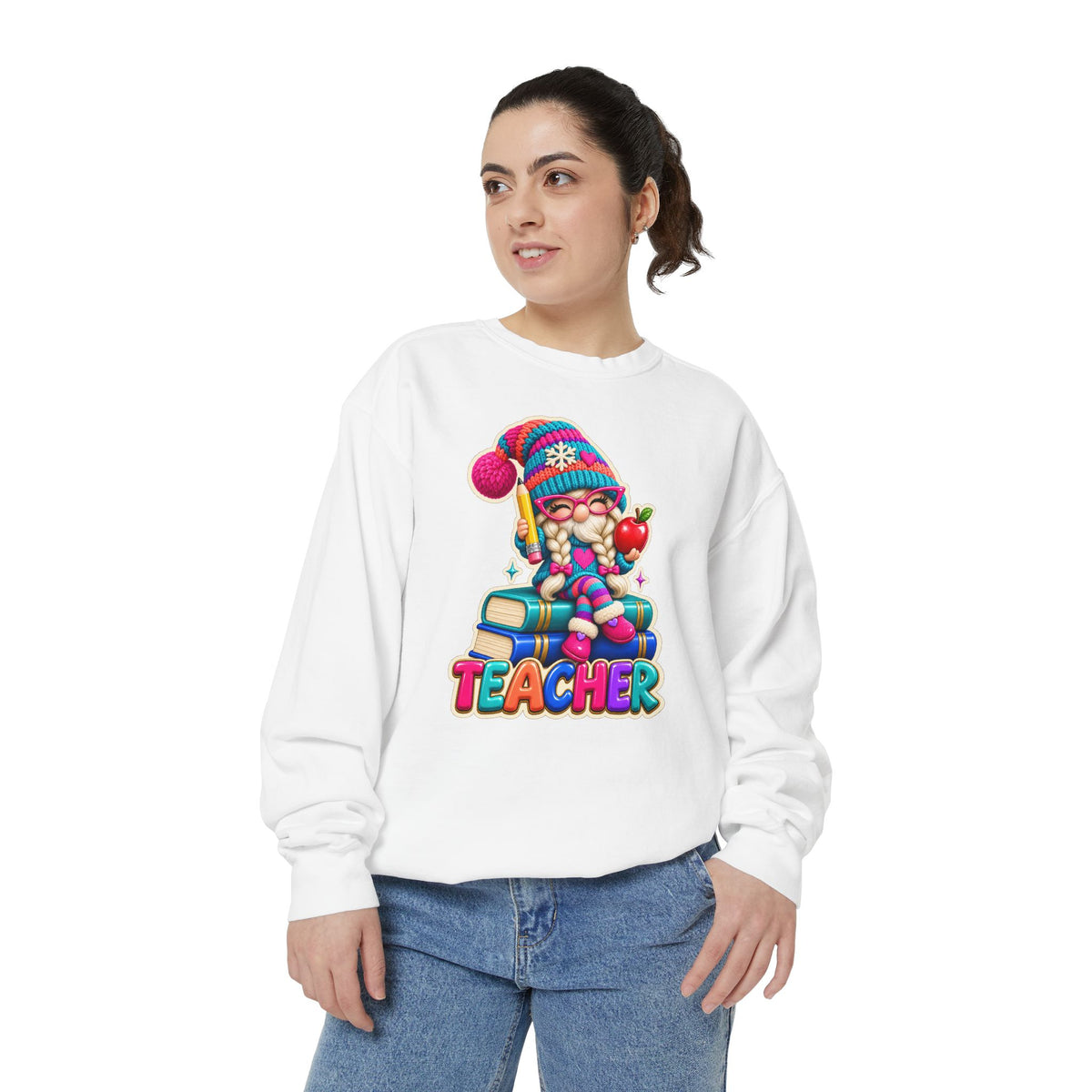 Teacher Gnome Book Lover Holiday Sweatshirt