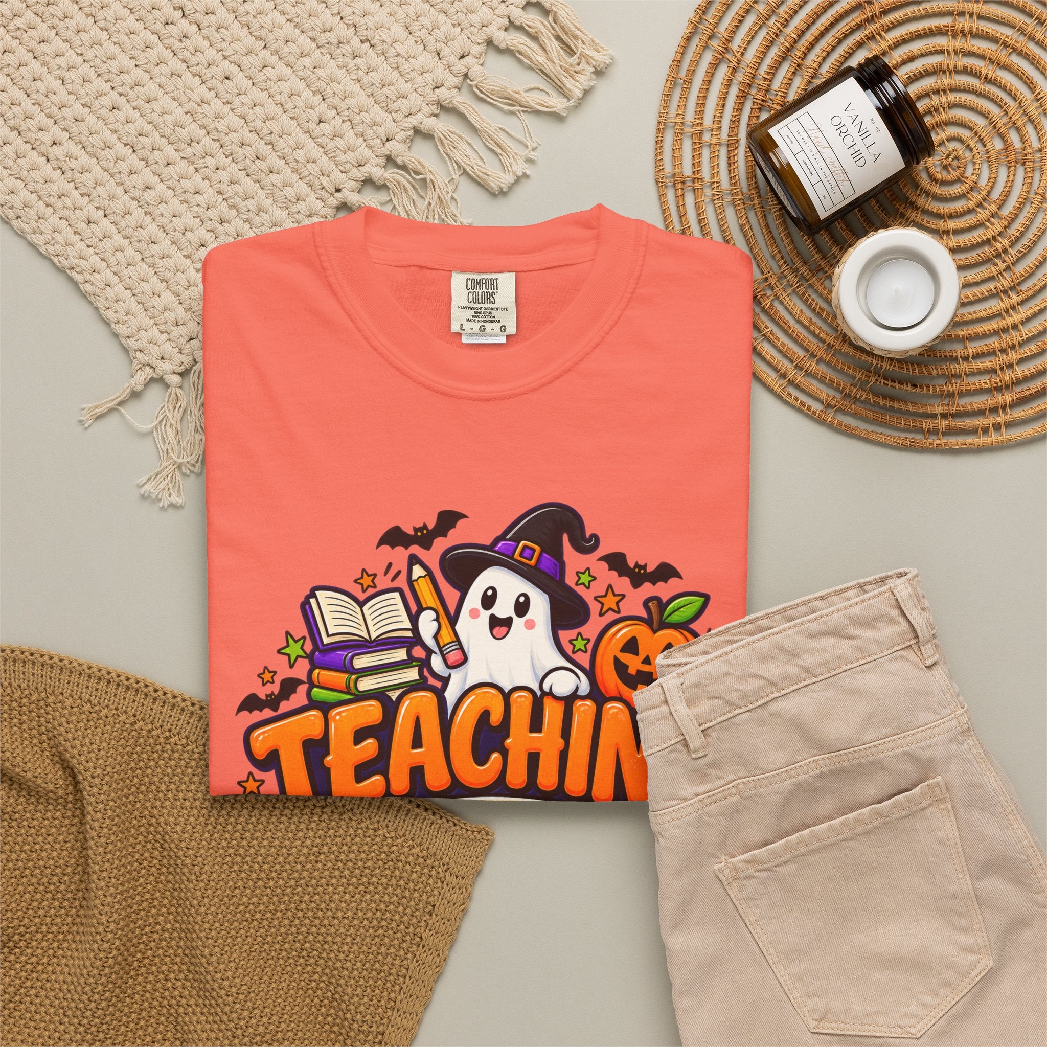 Teaching Is a Treat Halloween T-Shirt — Cute Ghost & Pumpkin Teacher Tee