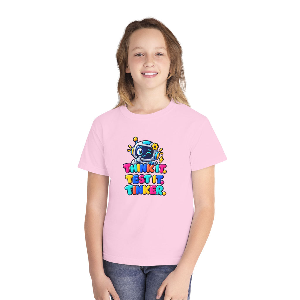 🤖 Think It. Test It. Tinker." Robot STEM Graphic Kids Tee