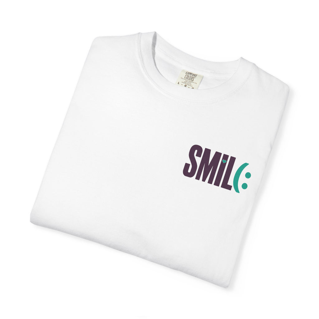 SMIL(: IT’S FREE. Front & Back Garment-Dyed Graphic Tee