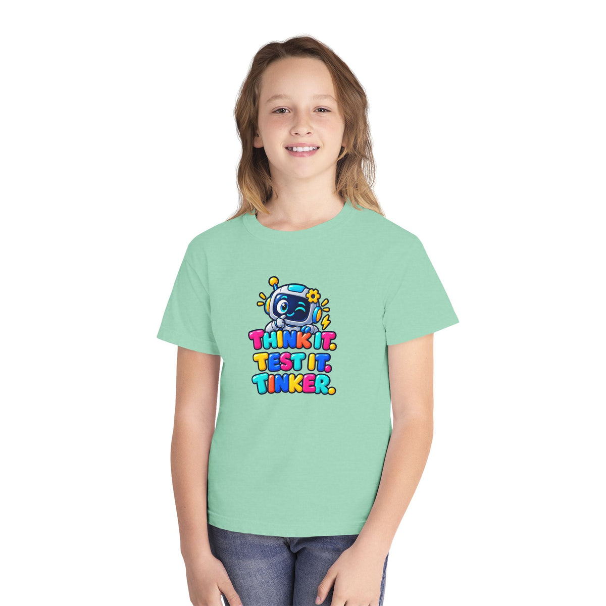 🤖 Think It. Test It. Tinker." Robot STEM Graphic Kids Tee
