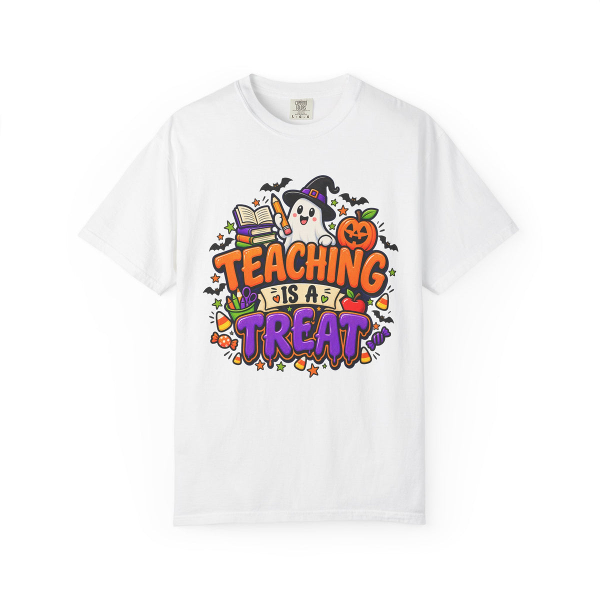 Teaching Is a Treat Halloween T-Shirt — Cute Ghost & Pumpkin Teacher Tee