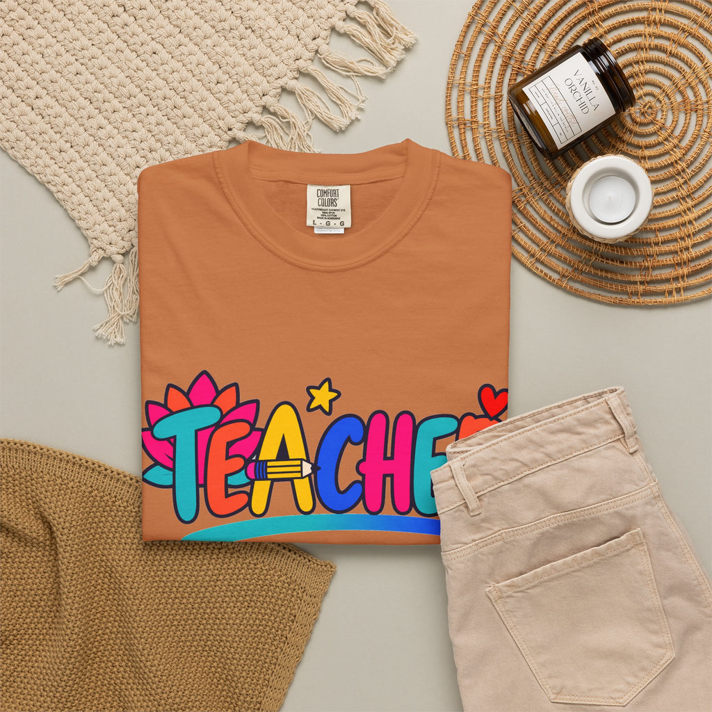 Colorful Teacher Comfort Colors® Heavyweight Tee 🍎✏️