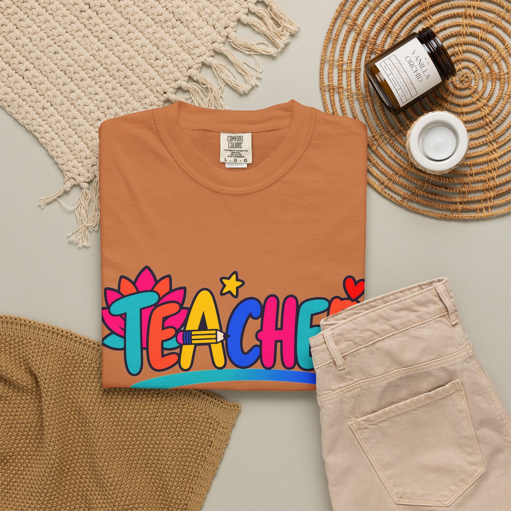 Colorful Teacher Comfort Colors® Heavyweight Tee 🍎✏️