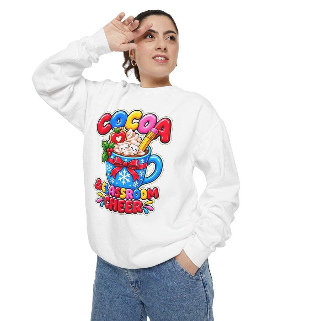Cocoa and Classroom Cheer Christmas Sweatshirt ☕🍎❄️