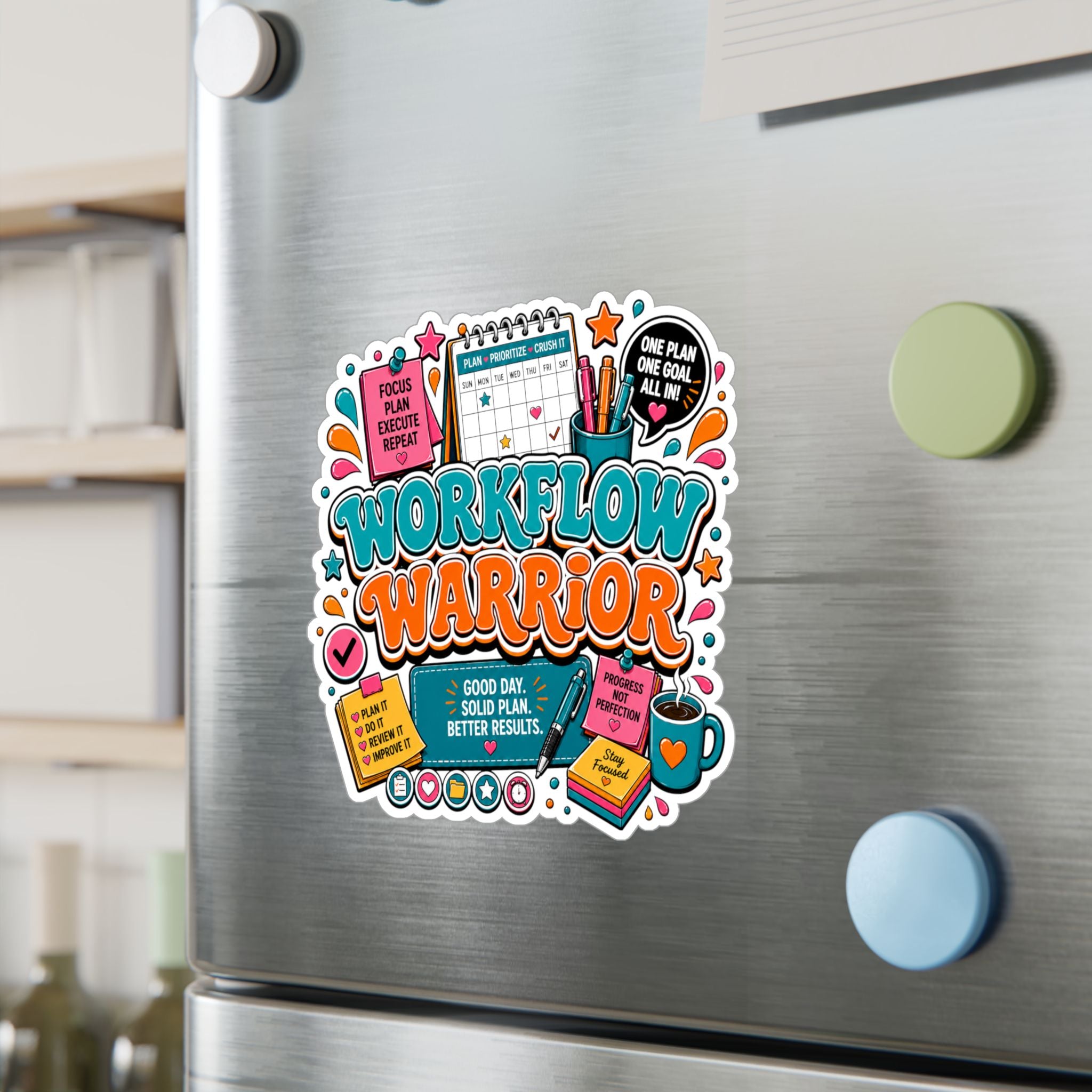 Workflow Warrior Vinyl Sticker – Productivity Planner Decor (Kiss-Cut)