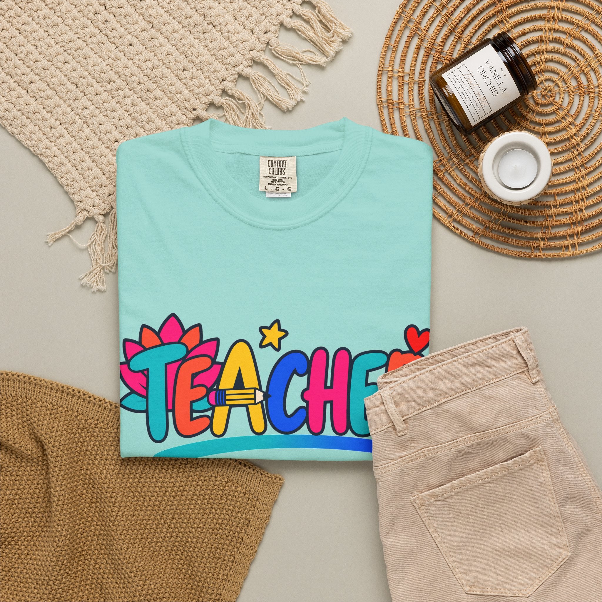 Colorful Teacher Comfort Colors® Heavyweight Tee 🍎✏️