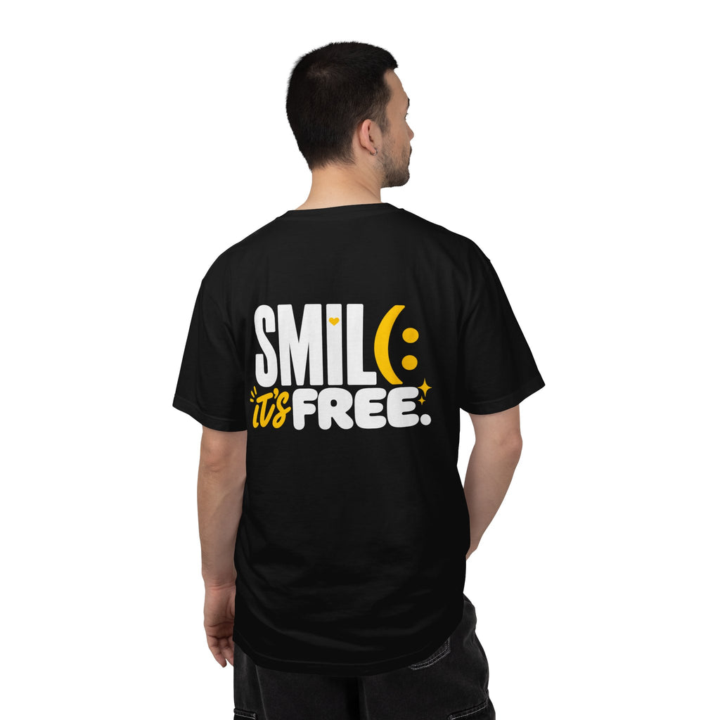 SMIL(: IT’S FREE. White & Yellow Front-and-Back Garment-Dyed Tee