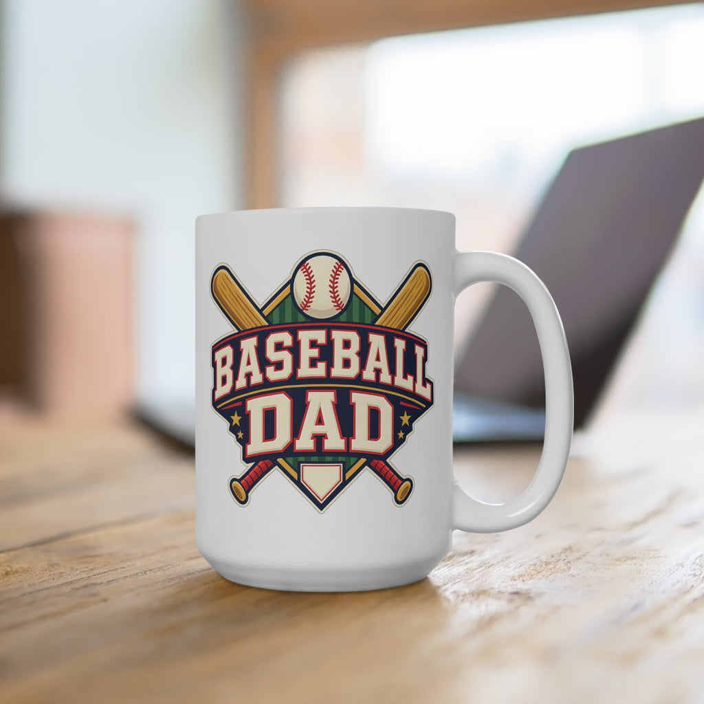 Baseball Dad Bats and Ball Mug - Ceramic Coffee Cup for Proud Baseball Fathers, Father’s Day Gift