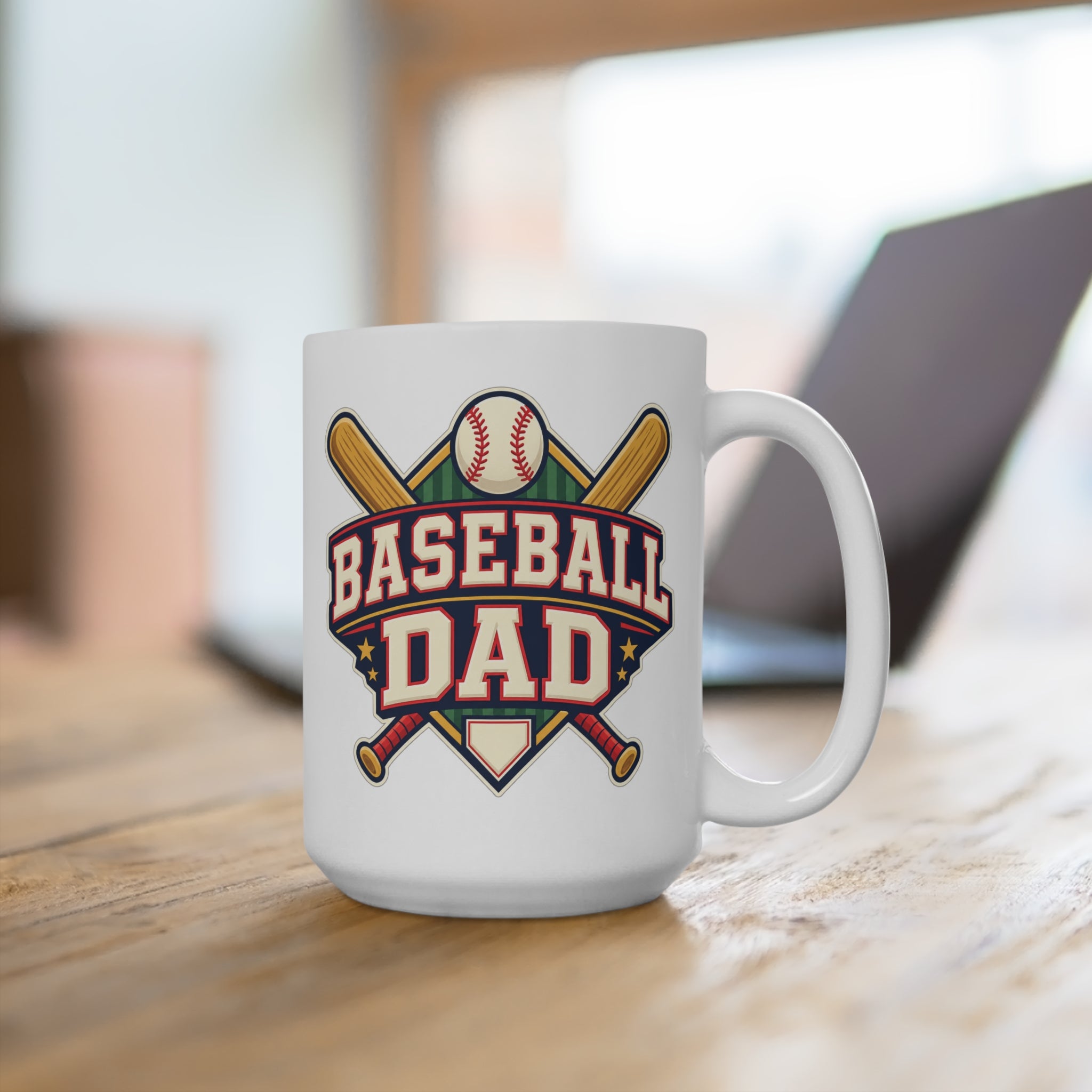 Baseball Dad Bats and Ball Mug - Ceramic Coffee Cup for Proud Baseball Fathers, Father’s Day Gift
