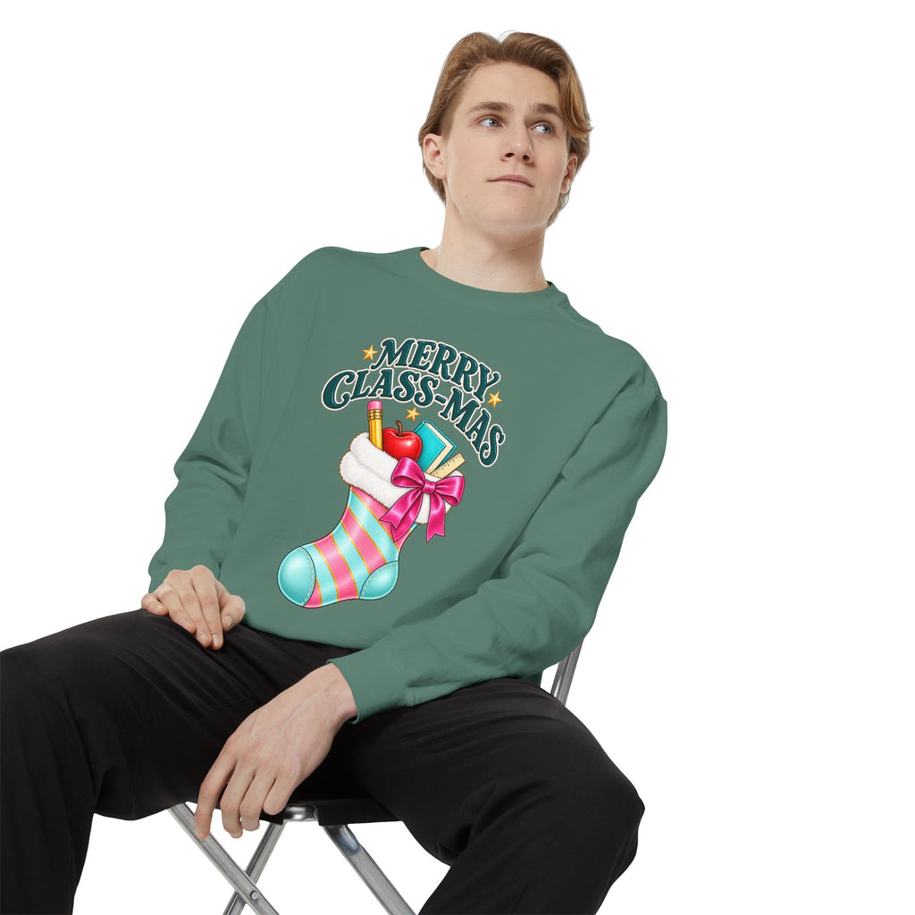 Merry Class-mas Sweatshirt — Christmas Teacher Holiday Stocking Crewneck