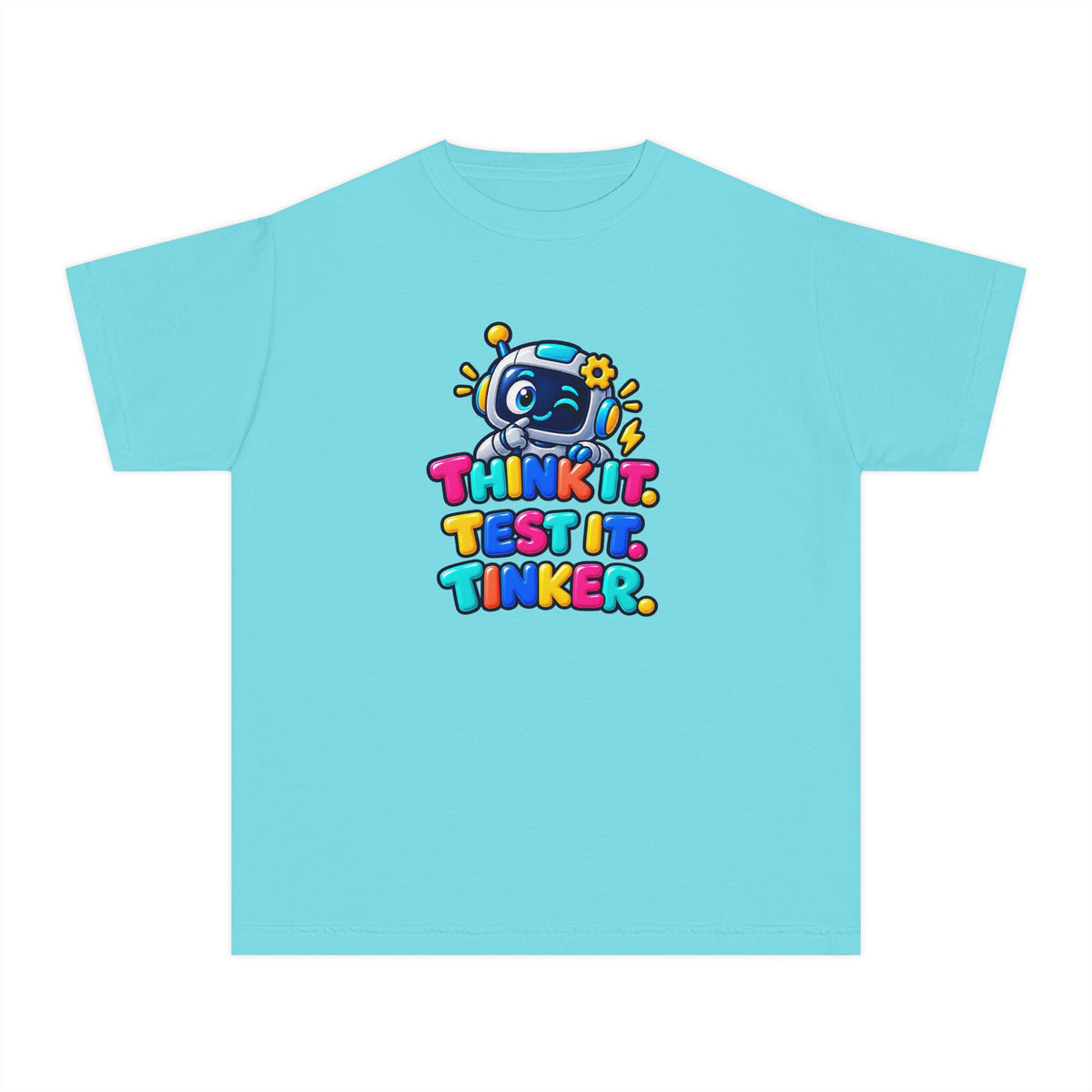 🤖 Think It. Test It. Tinker." Robot STEM Graphic Kids Tee