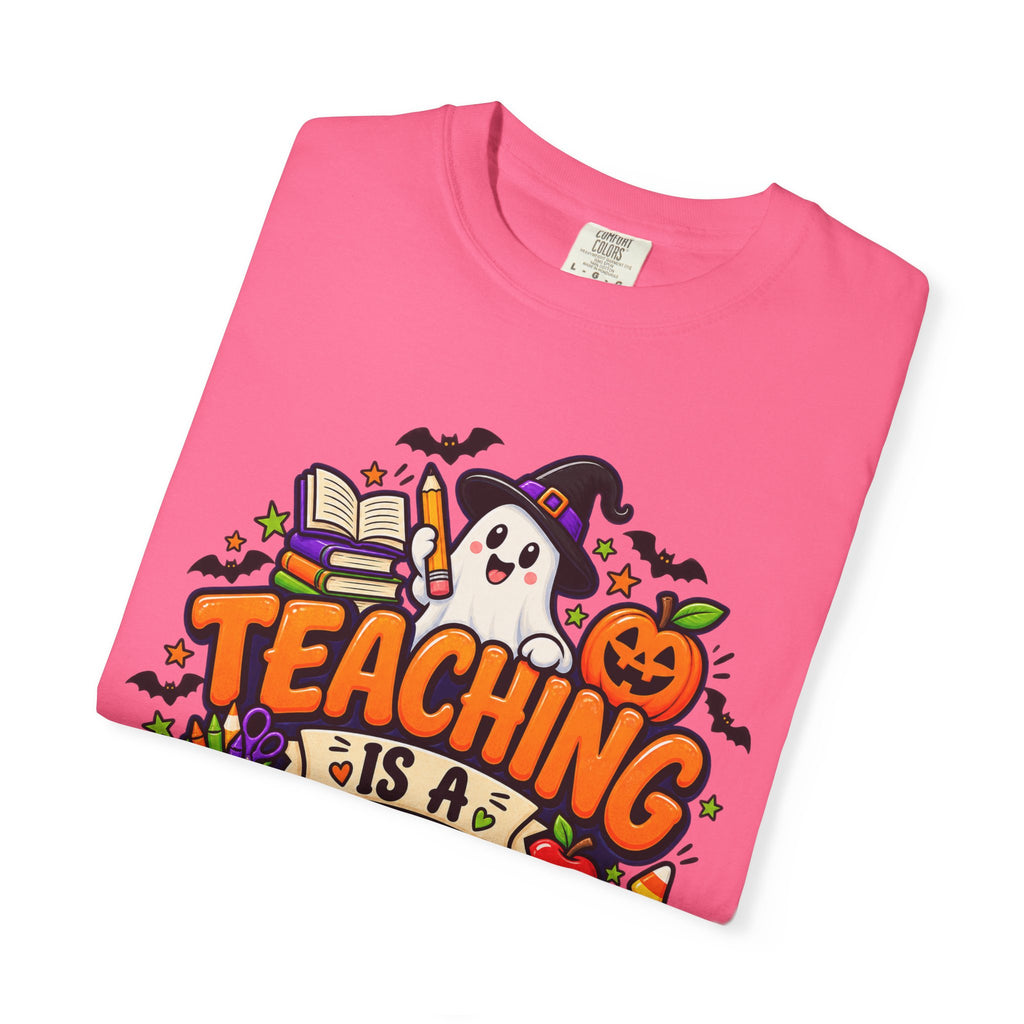Teaching Is a Treat Halloween T-Shirt — Cute Ghost & Pumpkin Teacher Tee