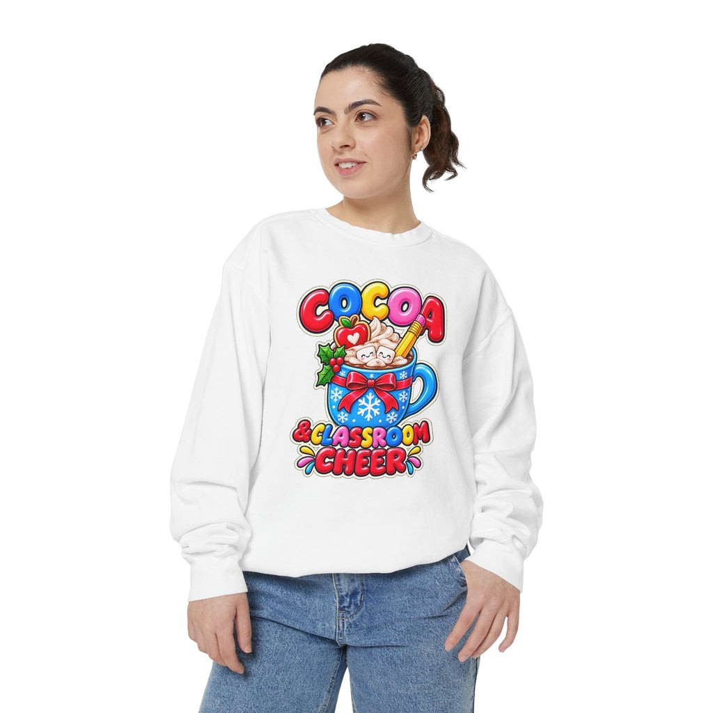 Cocoa and Classroom Cheer Christmas Sweatshirt ☕🍎❄️