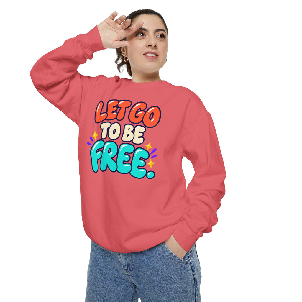 Let Go to Be Free Relaxed-Fit Sweatshirt — Lavender & Gray