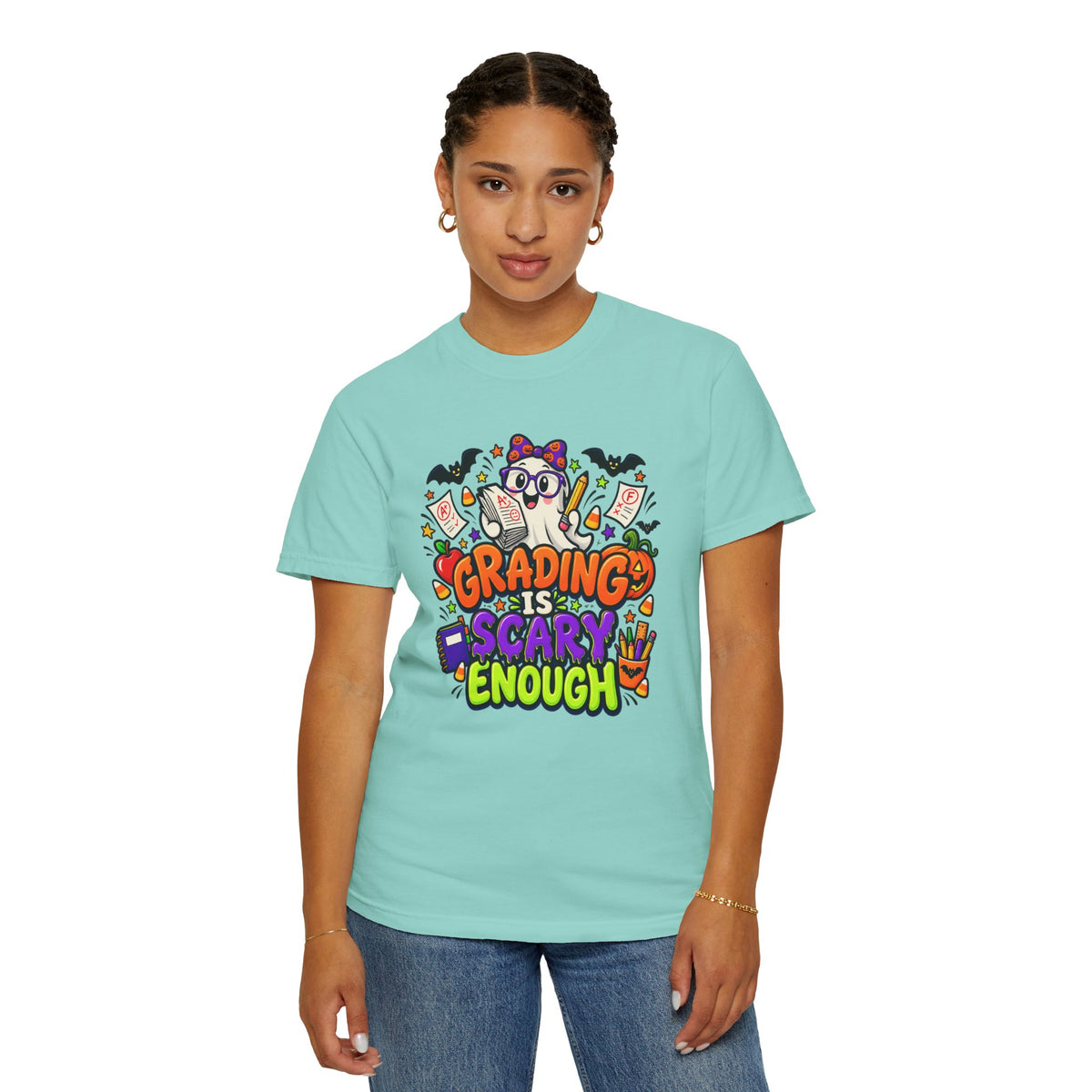 Grading Is Scary Enough T-Shirt — Halloween Teacher Funny Tee