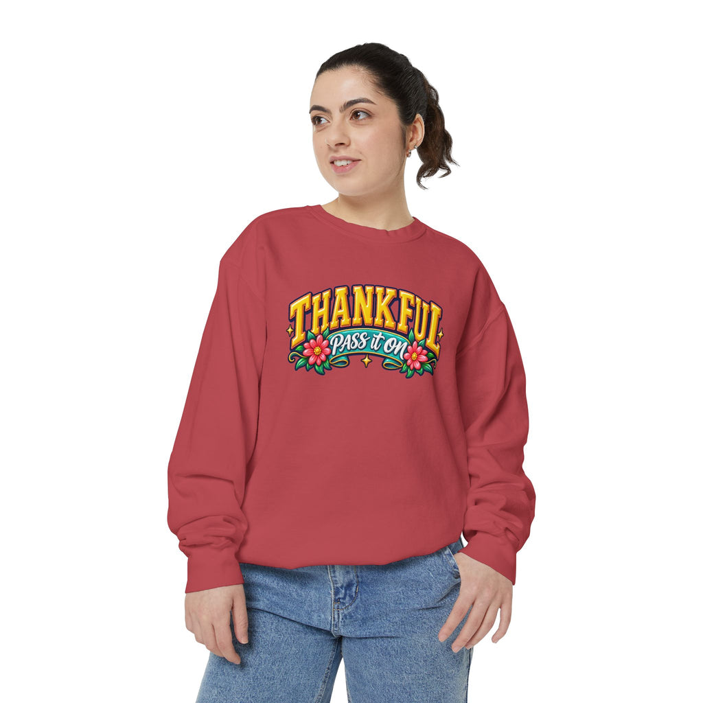 Thankful Pass It On Sweatshirt — Graphic Thankful Floral Crewneck