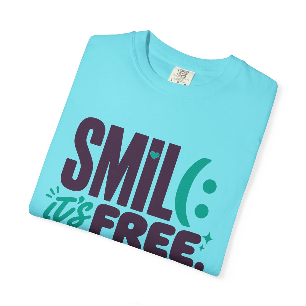 SMIL(: IT’S FREE. Plum & Teal Garment-Dyed Graphic Tee