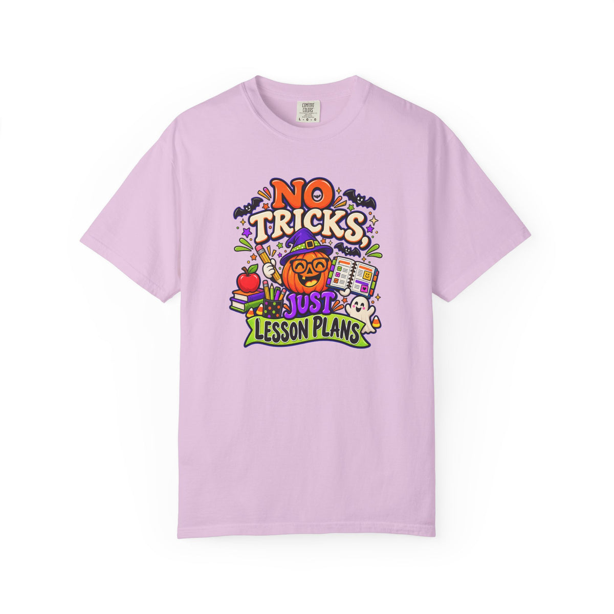 Halloween Teacher T-Shirt - "No Tricks, Just Lesson Plans"