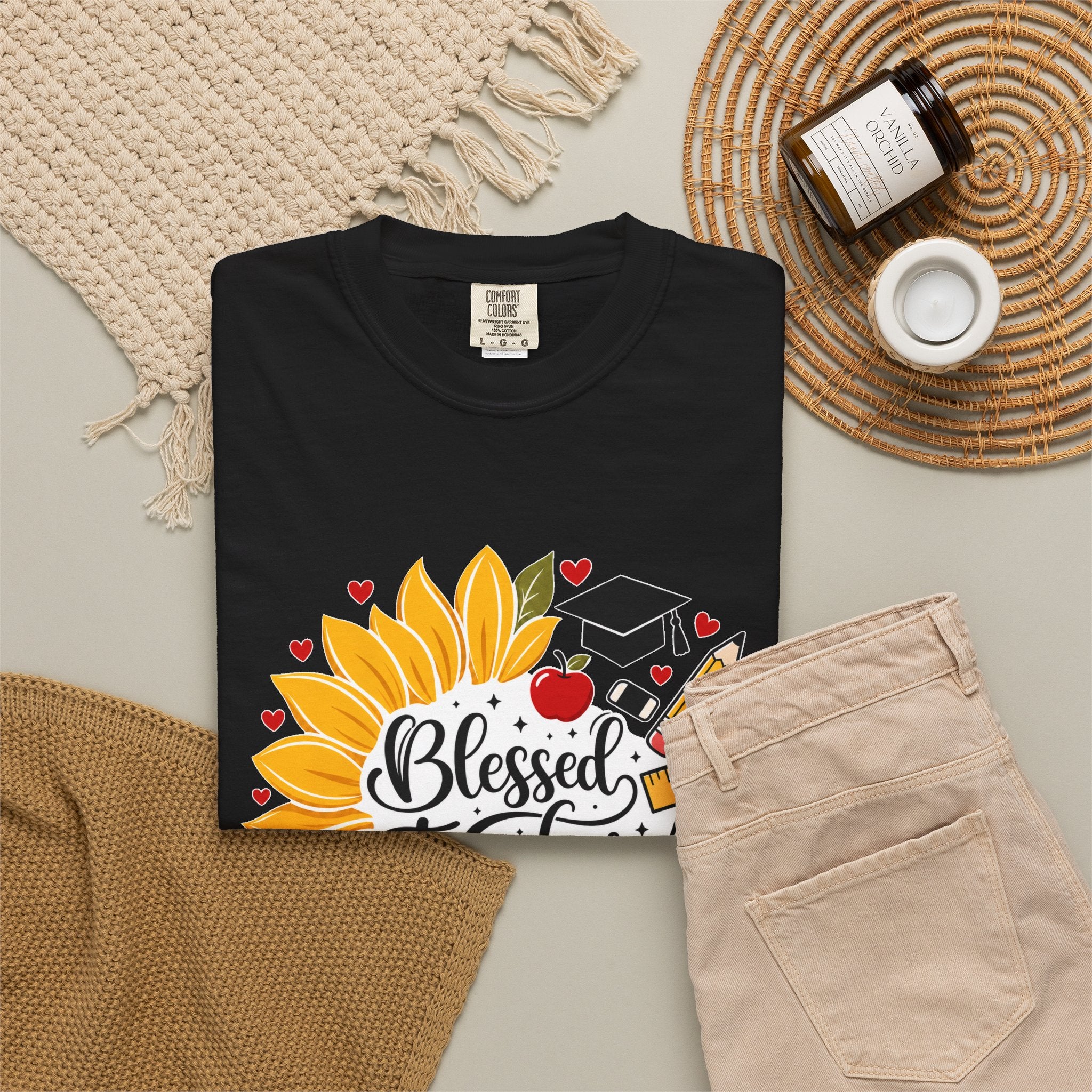 Blessed Teacher Heavyweight Tee 🌻📚✏️