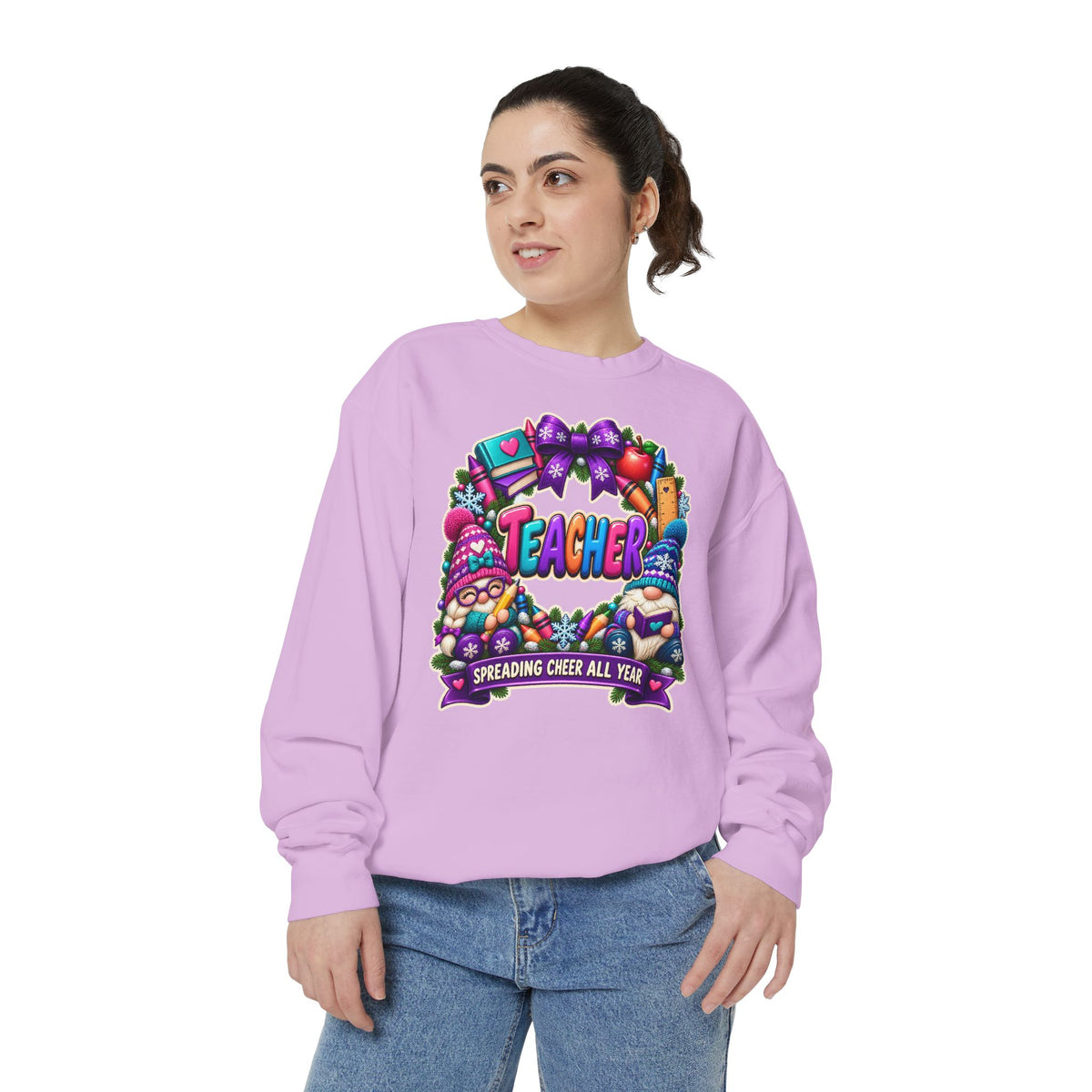 Teacher Spreading Gnomes Cheer All Year Christmas Sweatshirt