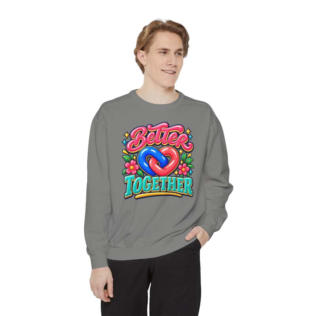 Better Together Heart Sweatshirt — Yellow & Aqua