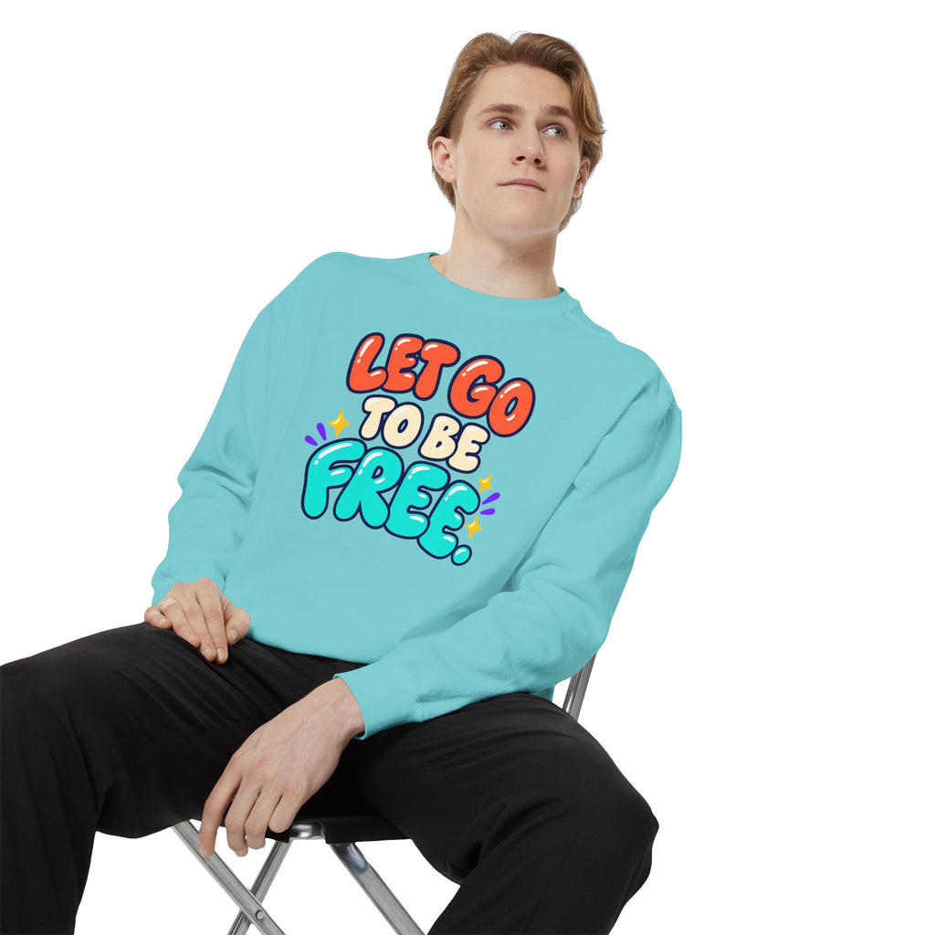 Let Go to Be Free Relaxed-Fit Sweatshirt — Lavender & Gray