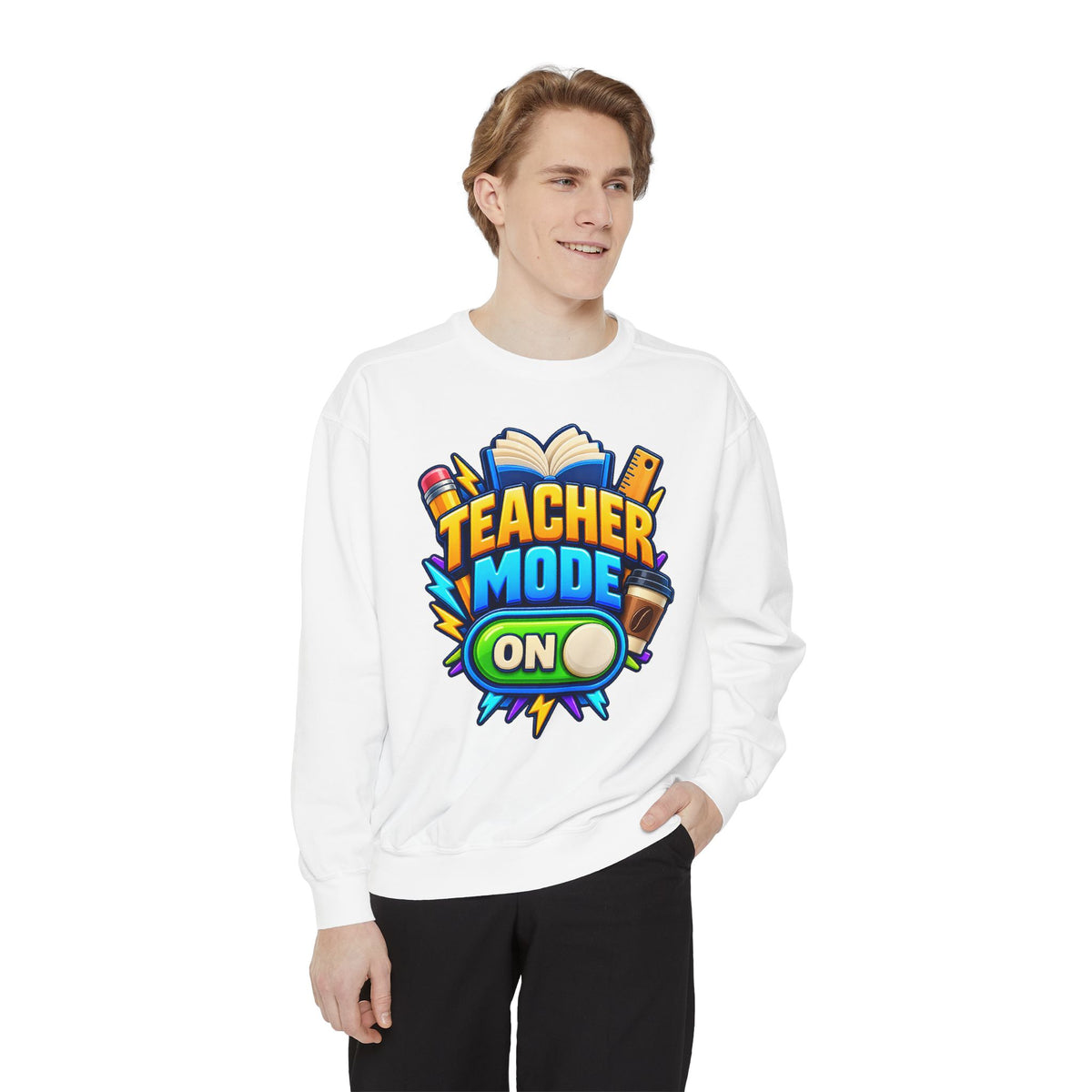 Teacher Mode On Sweatshirt 📚☕ | Funny Teacher Crewneck