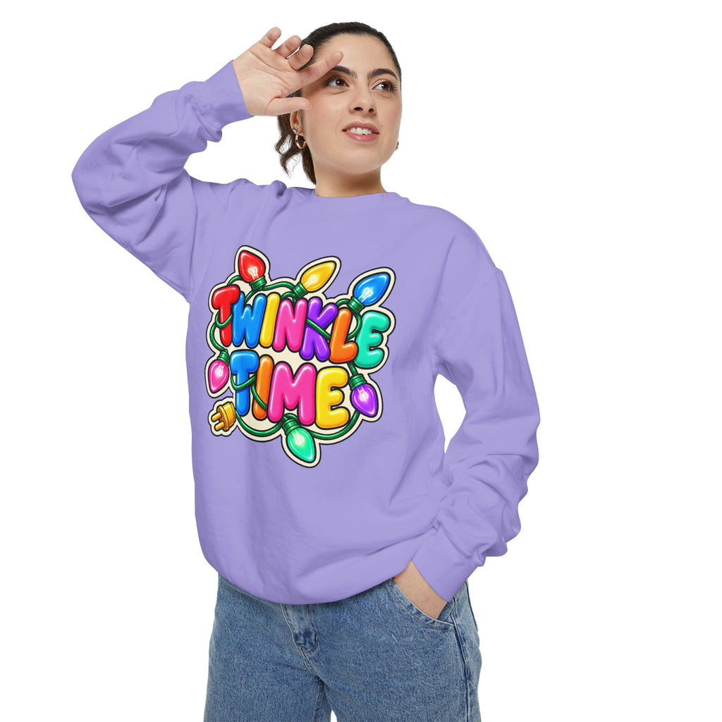 Twinkle Time Christmas - Colorful Holiday Light Graphic  Sweatshirt