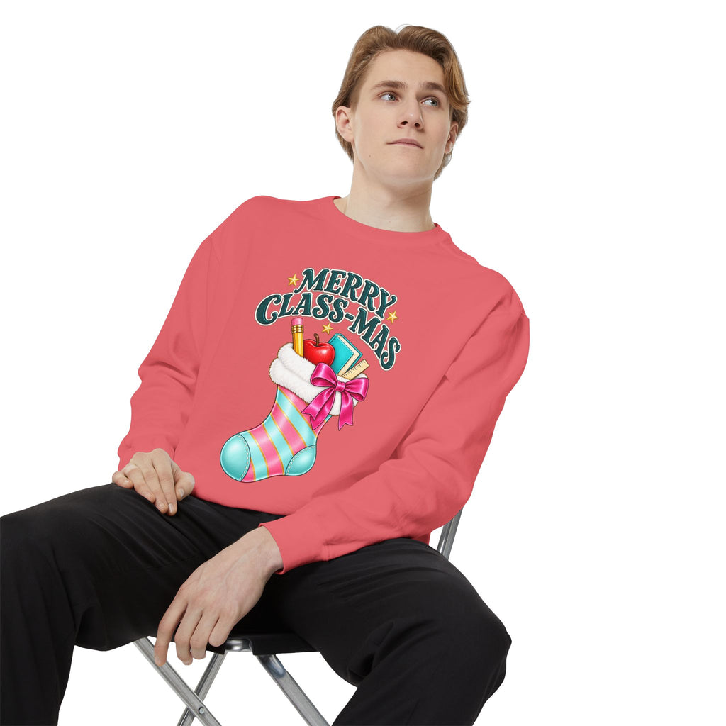 Merry Class-mas Sweatshirt — Christmas Teacher Holiday Stocking Crewneck