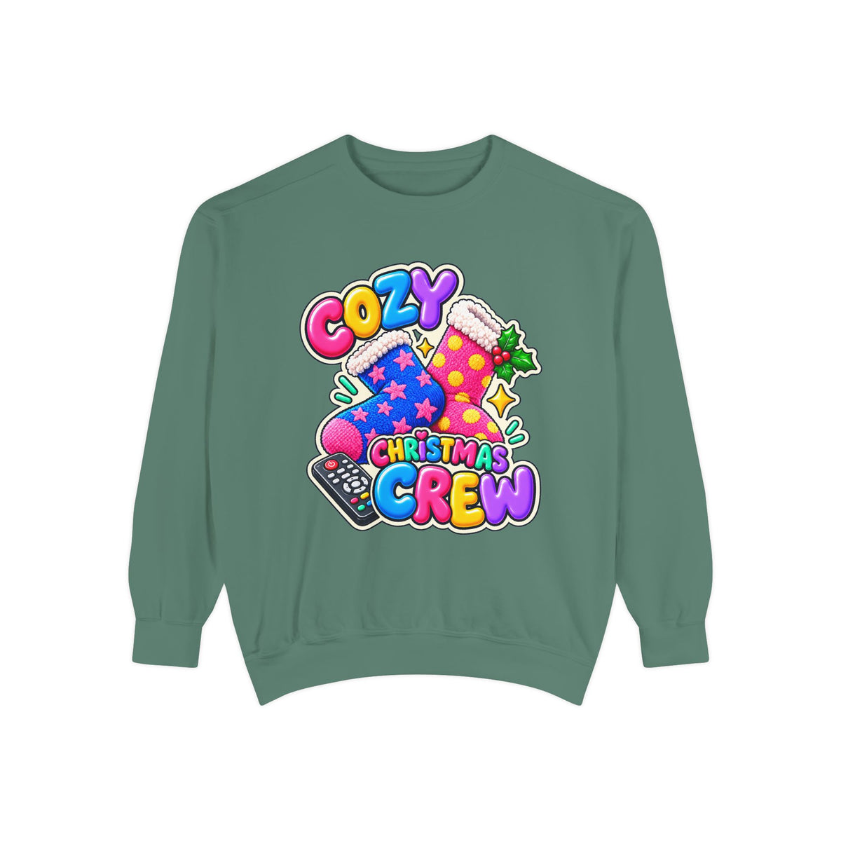 Cozy Christmas Crew Crewneck Sweatshirt 🧦🎄📺