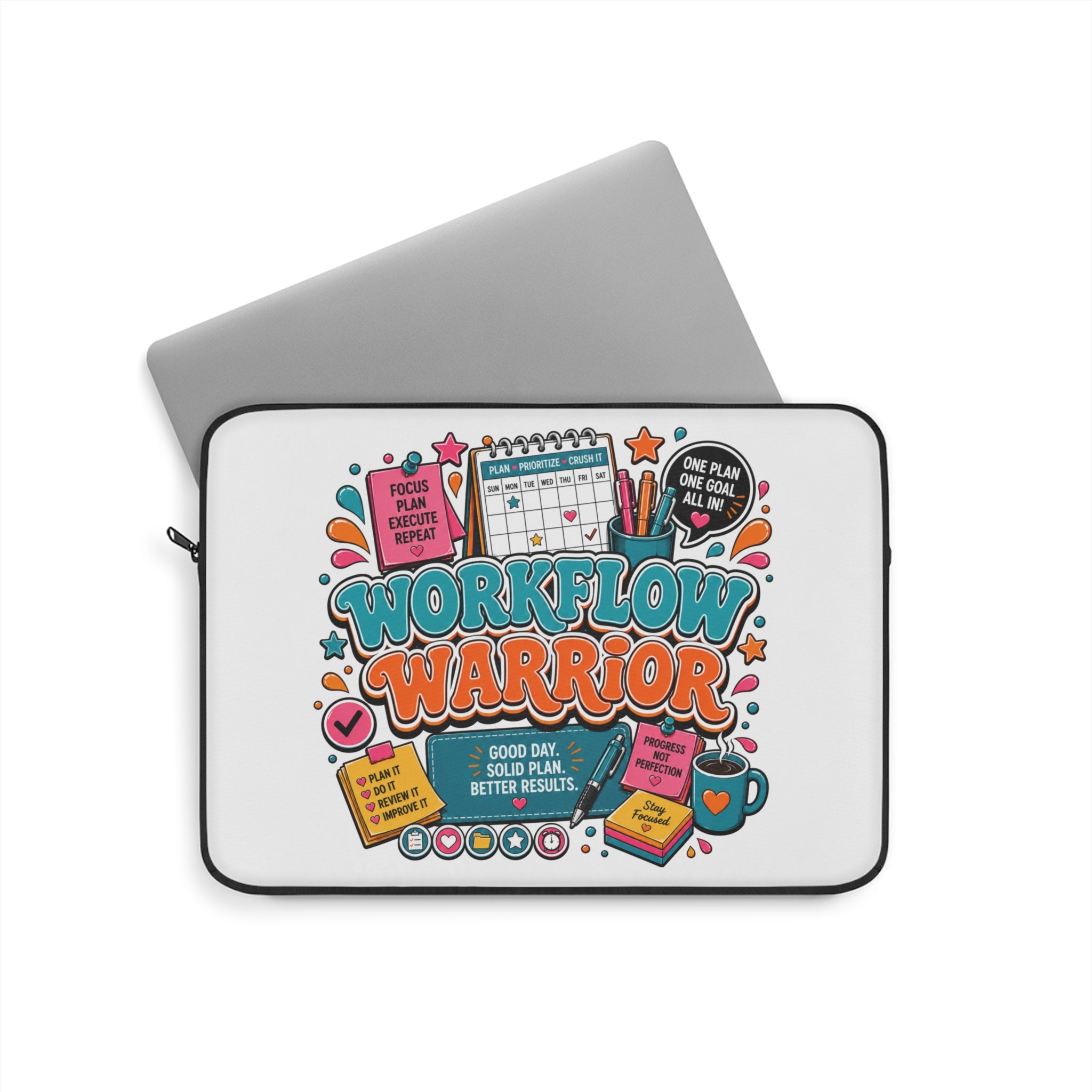 Workflow Warrior - Cute Productivity Organizer Laptop and iPad Sleeve