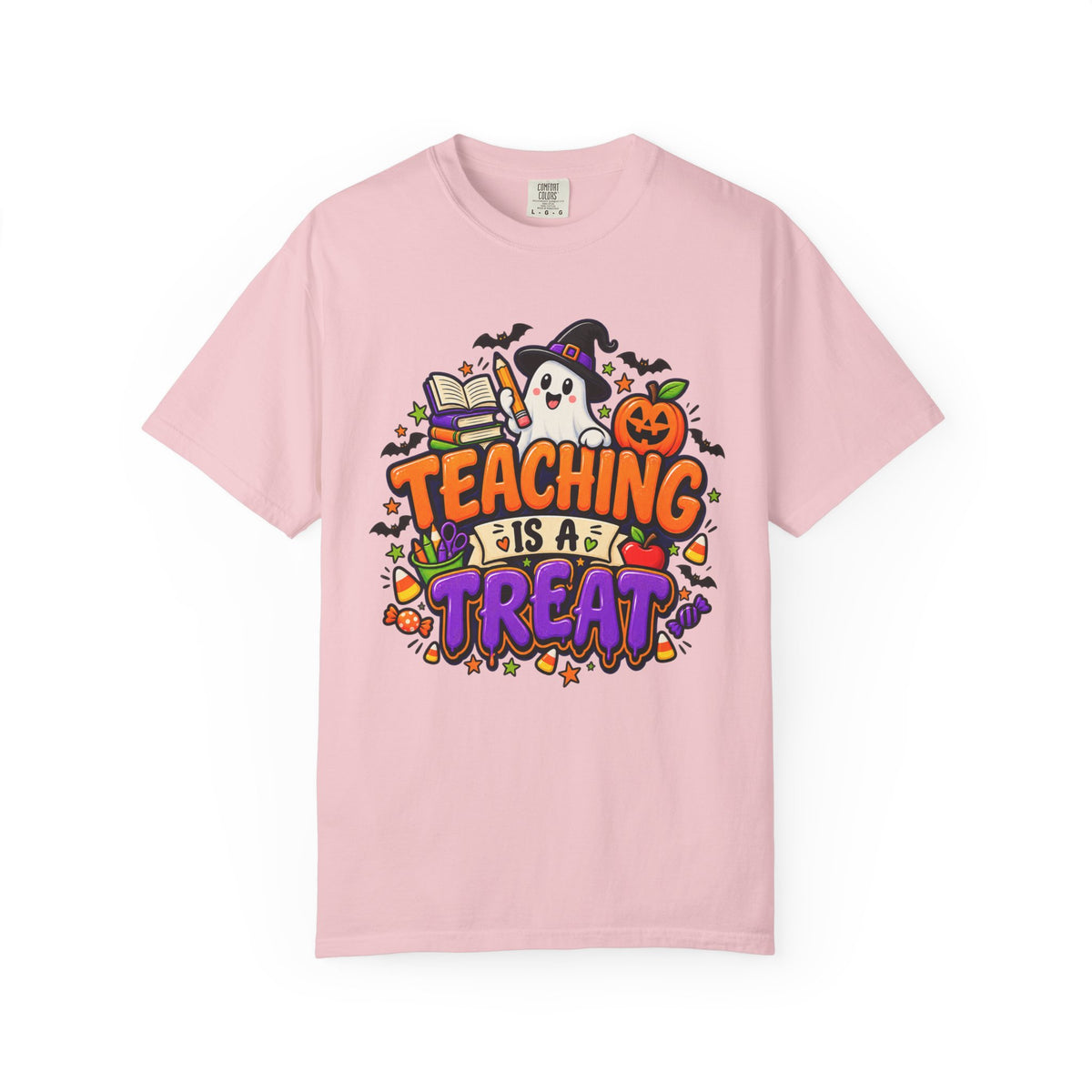 Teaching Is a Treat Halloween T-Shirt — Cute Ghost & Pumpkin Teacher Tee