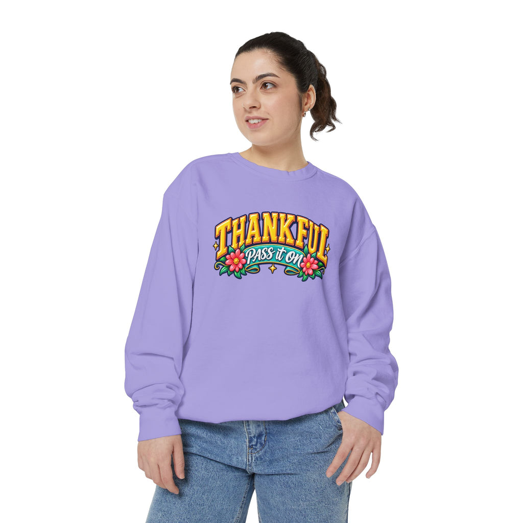 Thankful Pass It On Sweatshirt — Graphic Thankful Floral Crewneck