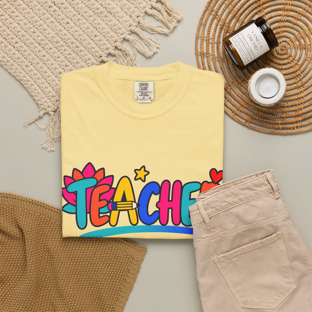 Colorful Teacher Comfort Colors® Heavyweight Tee 🍎✏️