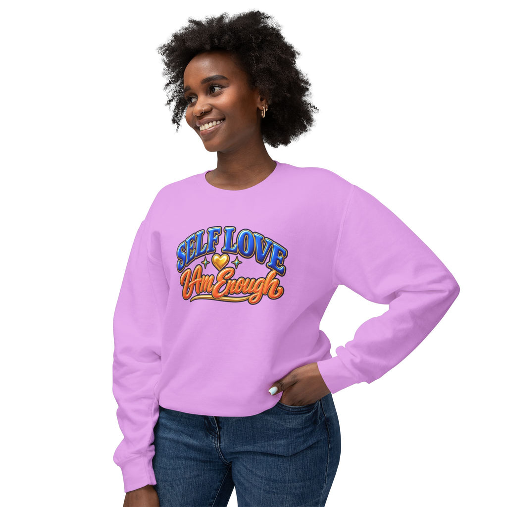 Self Love "I Am Enough" Crewneck Sweatshirt — Retro Positive Message Pullover