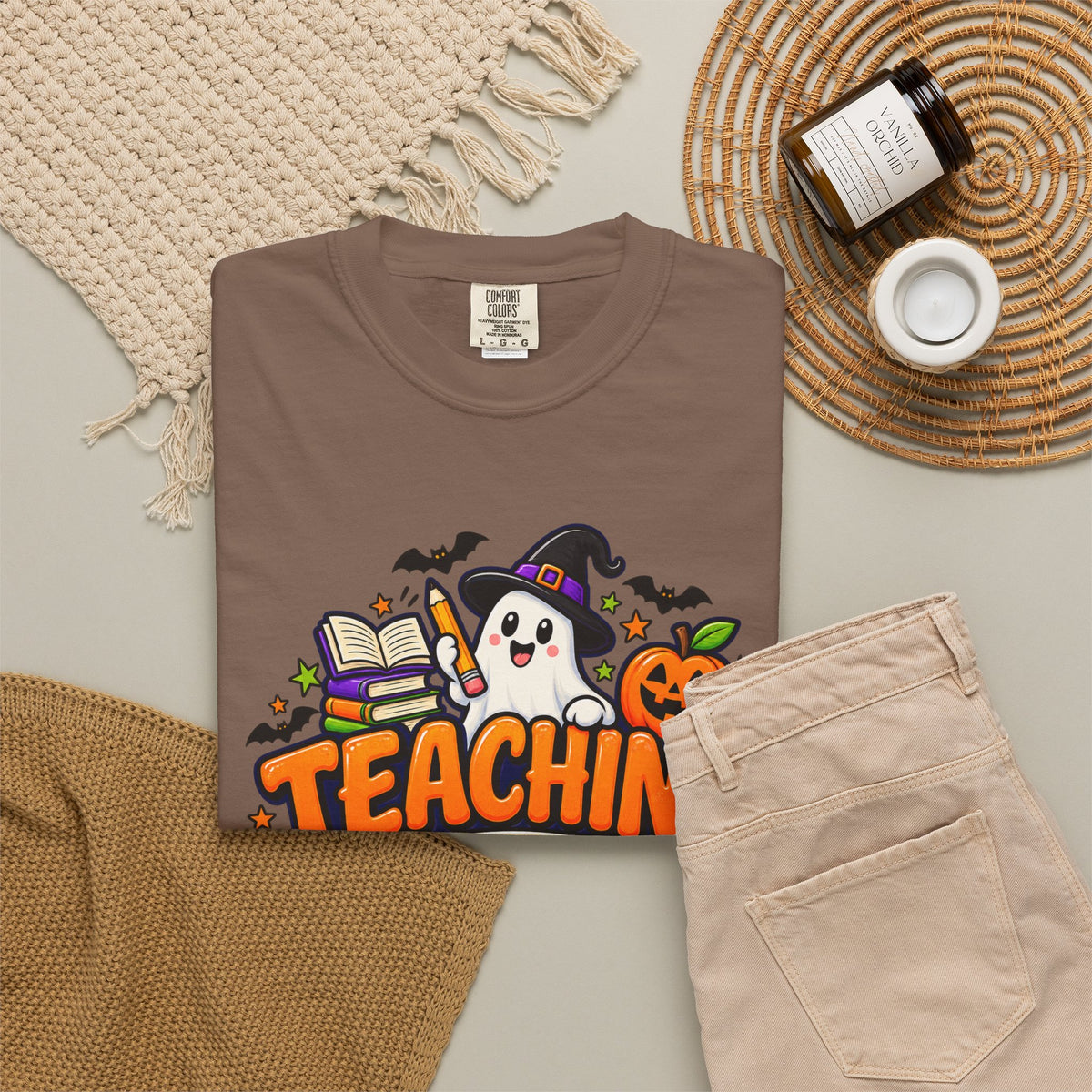 Teaching Is a Treat Halloween T-Shirt — Cute Ghost & Pumpkin Teacher Tee