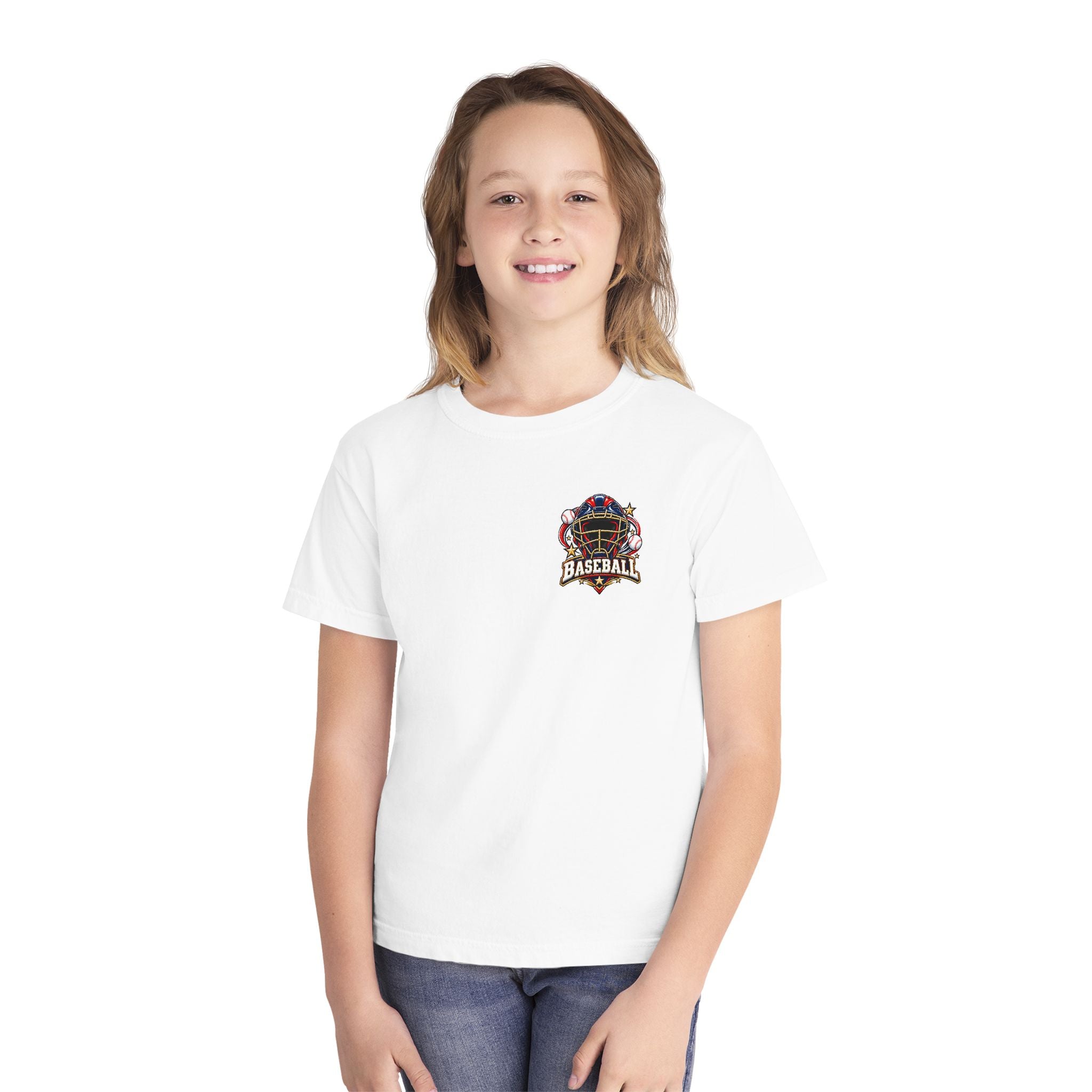 Baseball Catcher Mask Youth Tee — Patriotic Baseball Graphic T‑Shirt  ⚾
