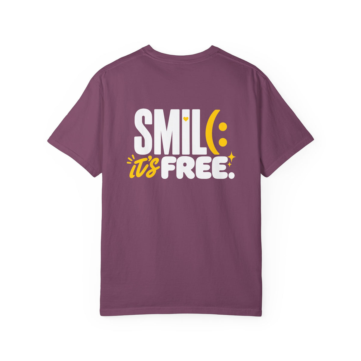 SMIL(: IT’S FREE. White & Yellow Front-and-Back Garment-Dyed Tee