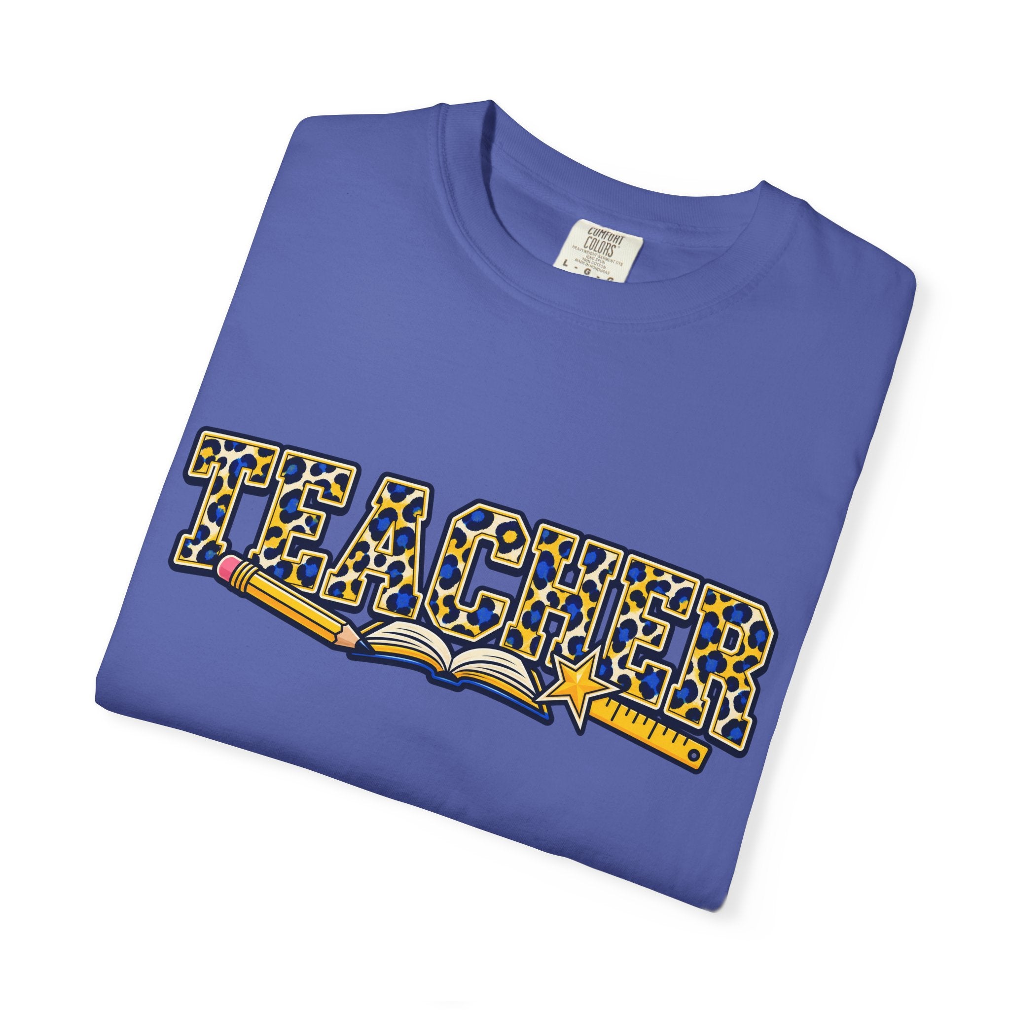 Leopard Print Teacher Comfort Colors® Heavyweight Tee 🍎✏️