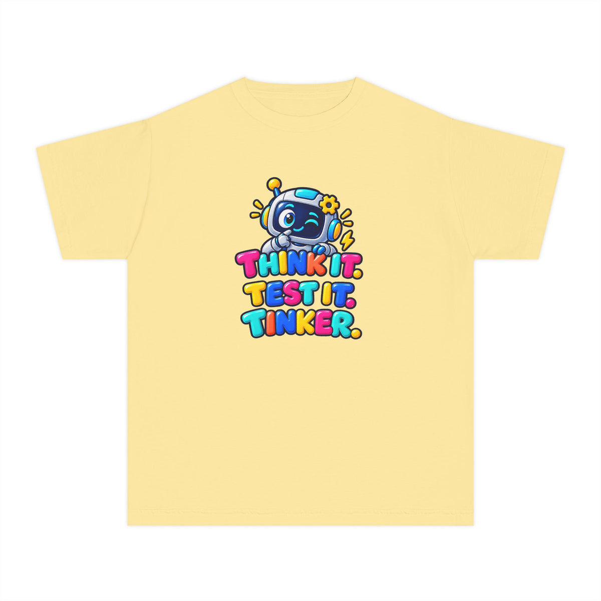 🤖 Think It. Test It. Tinker." Robot STEM Graphic Kids Tee