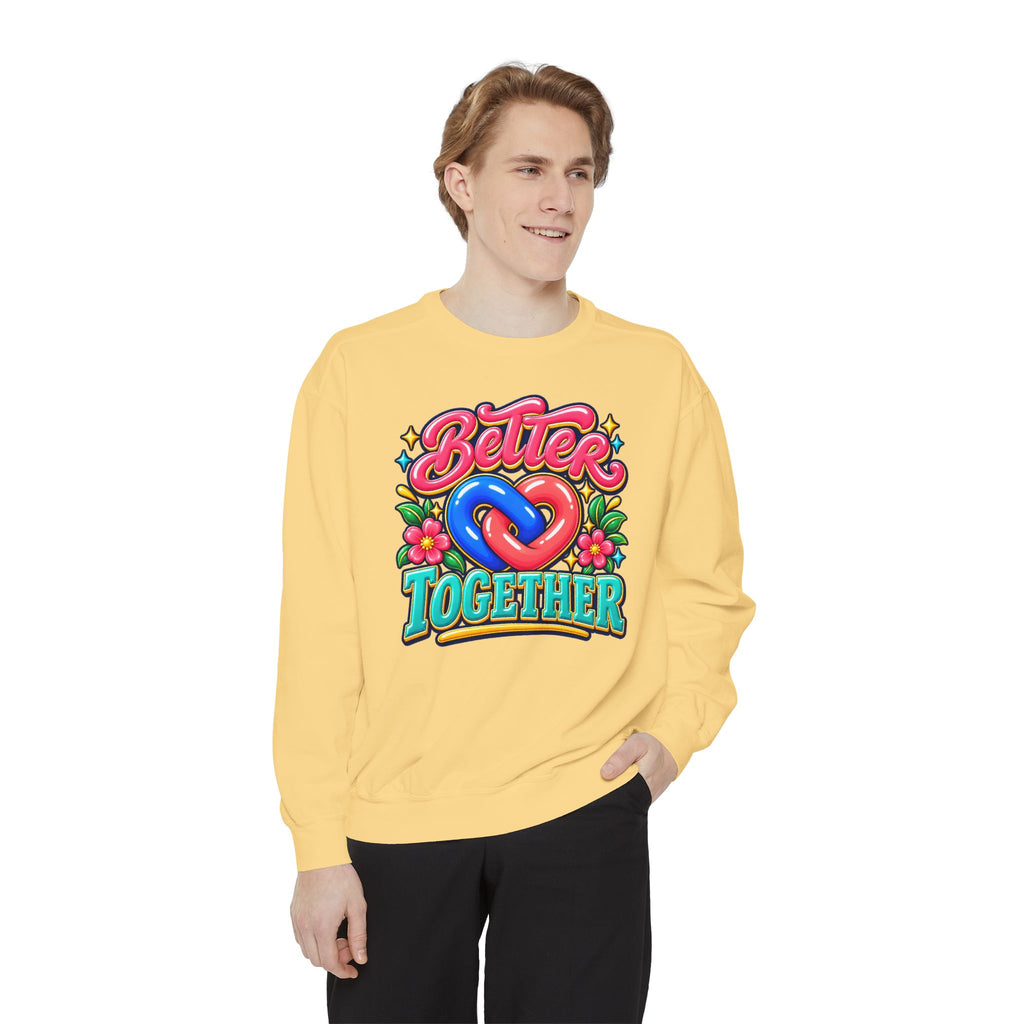 Better Together Heart Sweatshirt — Yellow & Aqua