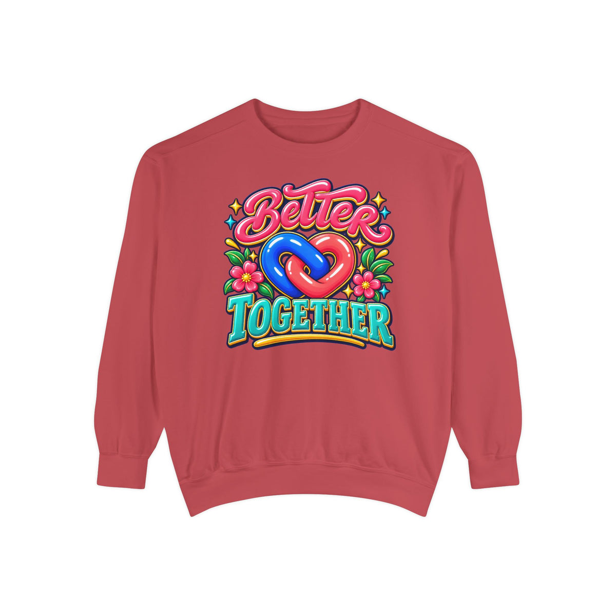 Better Together Heart Sweatshirt — Yellow & Aqua