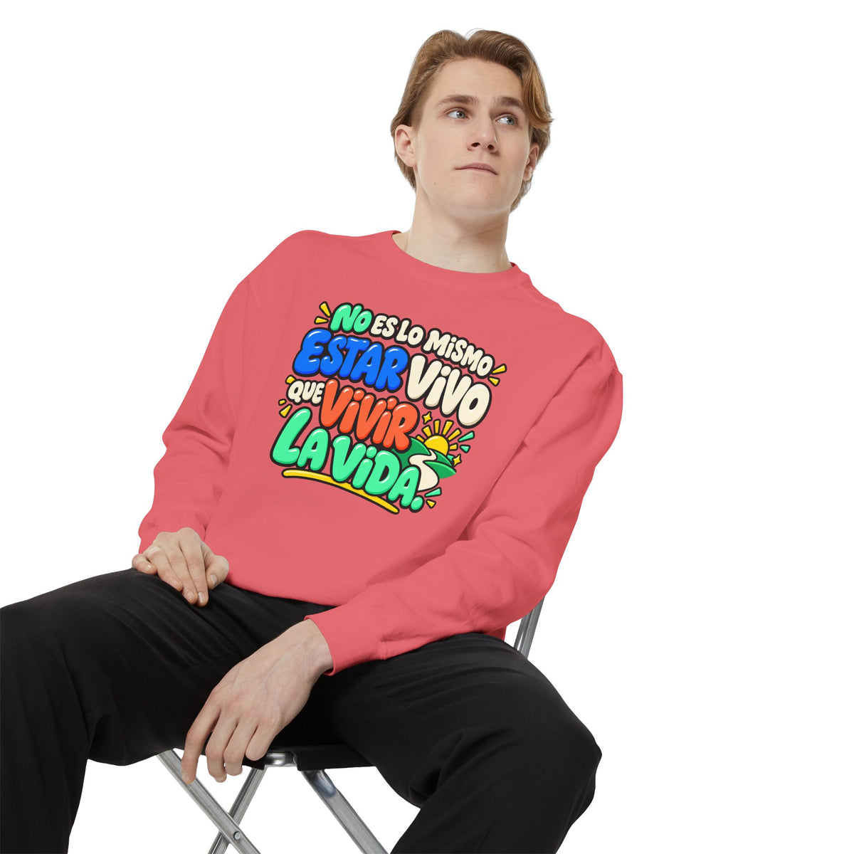 No Es Lo Mismo Estar Vivo Que Vivir la Vida Sweatshirt | Spanish Inspirational Crewneck 🌅✨